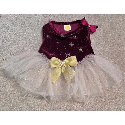 Cute Small Dog Christmas Holiday Velvet Snowflake Sparkly Dress Pet Costume - Image 1 of 4
