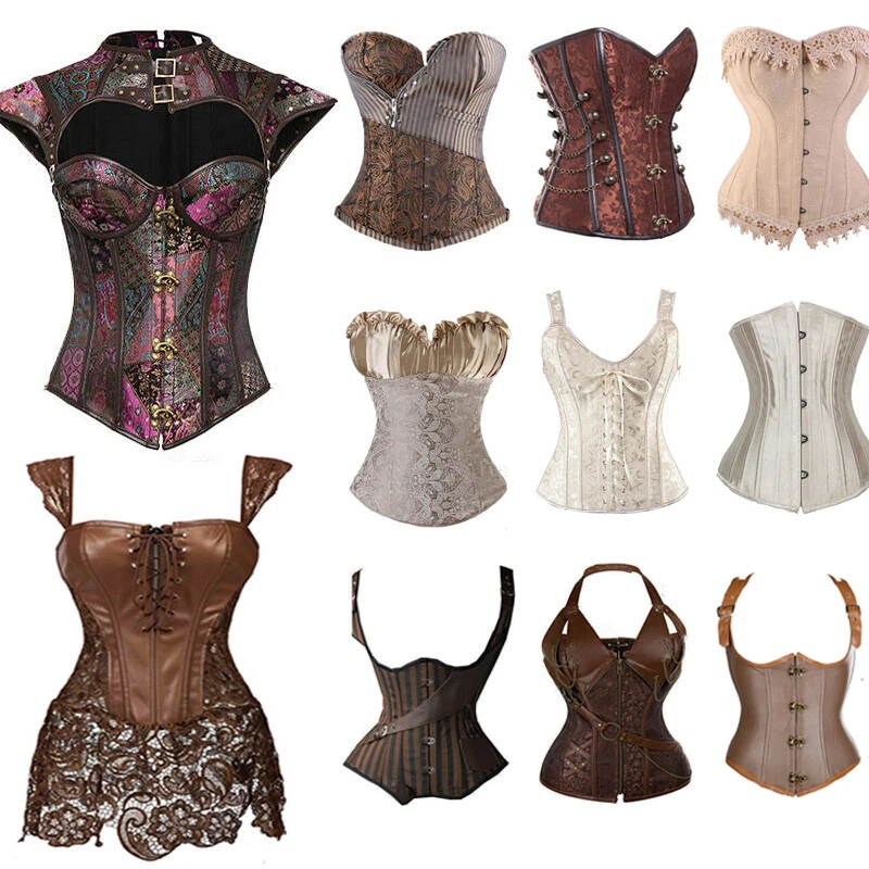 US Steampunk Deshuesado Corsé Top Cintura Entrenamiento Disfraz Vestido Pirata Vasco Bustier Foto 1 de 2
