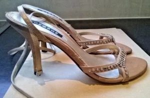 George Hi Heel Sandalen Open Toe Satin Riemchen Strass Stilettos Gr. 5 - Bild 1 von 5