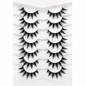 Manga False Eyelashes Spiky Natural Anime Lashes Doll Eye 8D Wispy Volume Sexy F - Picture 1 of 12