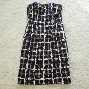 Express Design Studio Black White Abstract Print Strapless A-Line Dress Womens 6 - Picture 1 of 8