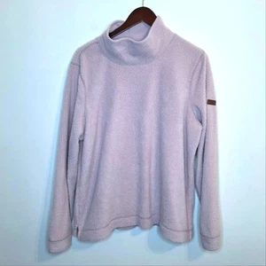 L.L. Bean Pink Fuzzy Fleece Mock Neck Pullover Size XL - Picture 1 of 10