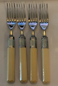 Mikasa Prisma Ivory (4) Dinner Forks Japan Discontinued Stainless Flatware - Picture 1 of 11