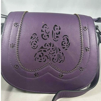 Bandolera pequeña con estampado de pata púrpura Animal Rescue Site cartera nueva sin etiquetas Foto 1 de 4