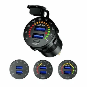 12V Car Cigarette Lighter Socket Dual QC3.0 USB Port Fast Charger Power Adapter - Picture 1 of 15