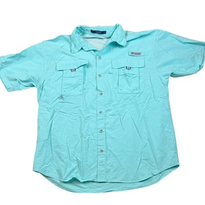 Camisa de pesca Columbia PFG Bahama para hombre manga corta verde azulado L G Foto 1 de 4