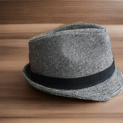 Шляпа Fedora Upturn черно-белая клетчатая из хлопкового слоя 2% шерсти - Изображение 1 из 4