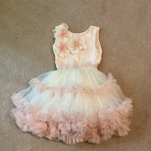 POPATU SPECIAL OCCASION FANCY DRESS, 6X/7, LAYERS OF SOFT TULLE AT SKIRT, FLOWER - Picture 1 of 6