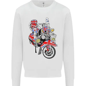 Union Jack MOD Scooter British Flag Bike Kids Sweatshirt Jumper - Picture 1 of 3
