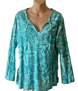 Fresh Produce Cover-Up Blouse Swim Beach Cotton Lightweight Turquoise Size XS-S - Picture 1 of 9