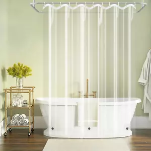 Clear Shower Curtain Liner Weighted w/ 3 Large Magnets Waterproof 72 X 72 Inch - Picture 1 of 7
