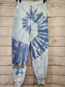 Disney BoxLunch Women's Stitch Ukelele Tie Dye Sweatpants Size XS Blue New - Picture 1 of 4