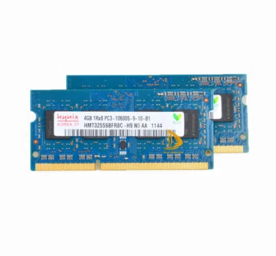 Hynix Kits 8GB（2x 4GB）1RX8 PC3-10600S DDR3-1333Mhz 1.5V SODIMM Laptop Memory RAM - Image 1 of 4