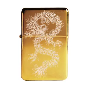 BRAND NEW -  DESIGNED BRUSHED STYLED CIGARETTE PETROL LIGHTER - Chinese Dragon - Picture 1 of 19