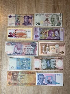Variety of 10 Different Foreign Banknotes Mixed World Paper Money Currency Lot - Picture 1 of 1