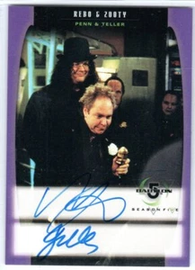 BABYLON 5 1998 SKYBOX SEASON 5 A16 PENN JILLETTE TELLER REBO & ZOOTY AUTOGRAPH - Picture 1 of 2