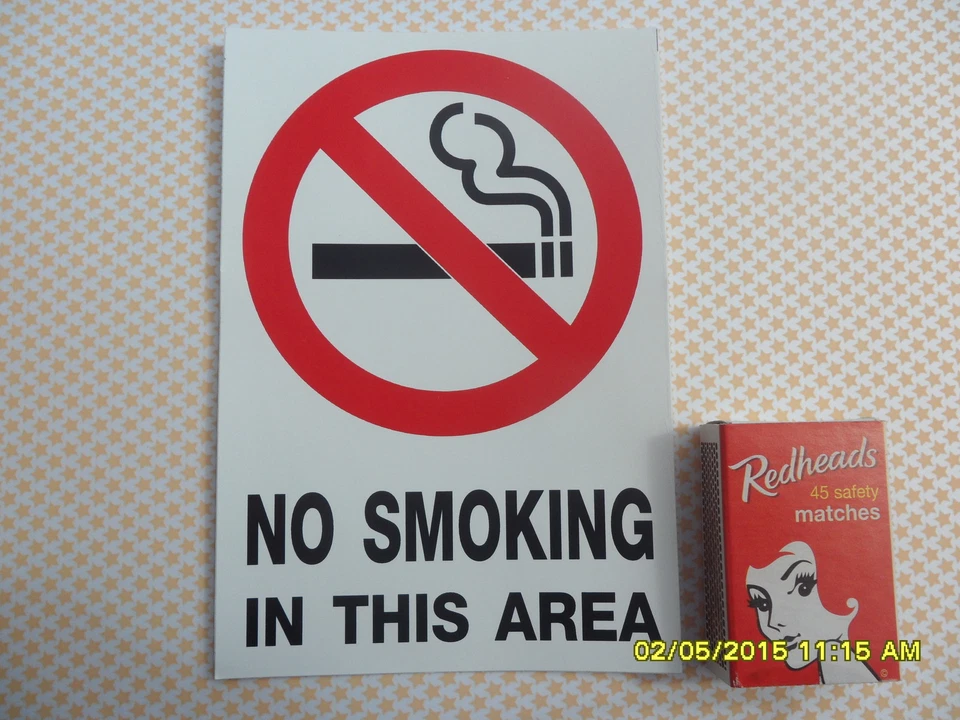 1  NO SMOKING SIGN WARNING STICKER BUY 2 GET 1 FREE 145MM 100MM  WATERPROOF  - image 1 of 1
