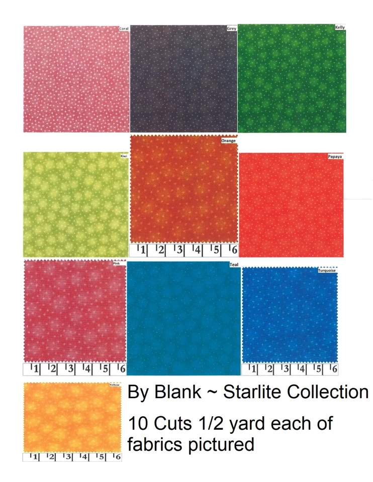 Starlight Star Cotton Quilt fabric by Blank 1/2 yard cut 10 pcs Free Shipping - Image 1 of 1