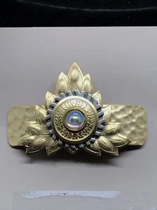 VTG John Michael Richardson Handcrafted Iridescent Stone & Gold tone Barrette - Picture 1 of 9