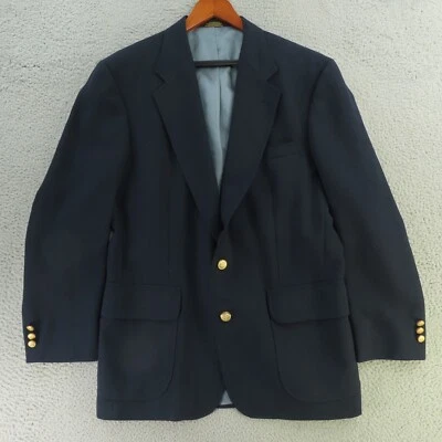 Stafford Blazer Sport Jacket Coat Mens 44L Blue Navy Wool Gold Buttons - Image 1 of 4