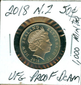 2018 NEW ZEALAND 50 CENTS ULTRA FINEST GRADE PROOF DCAM   1,000 MINTED RARE .