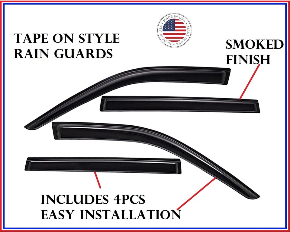 Rain Guards Tape-On SMOKED Window Visors FOR INFINITI QX56 2011-2013 - Image 1 of 1