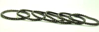 WB02 Color Negro Estrás Lote Al Por Mayor de 6 Piezas Pulsera Elástica 1 Línea Foto 1 de 3