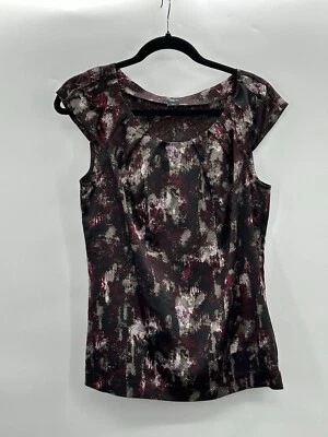 Ann Taylor Womens Petite Abstract Print Blouse Top Scoop Neck Cap Sleeve Size 6P - Image 1 of 4