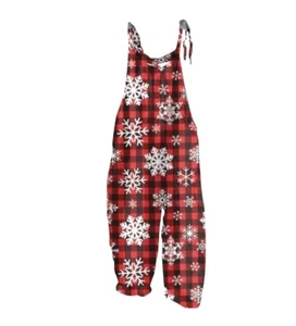 Kids Christmas Snowflake Plaid Romper/ Overalls Size Medium - Picture 1 of 3