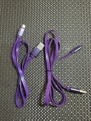 Lote de 2 cables de carga micro USB púrpura para Samsung Android HTC LG Foto 1 de 4