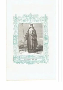 1853 Grabado, Santa Gertrudis La Magna Virgen Gertrude - Picture 1 of 1