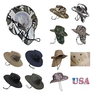 Boonie Bucket Hat Wide Brim Neck Cover Cap Sun Visor Hiking Camping Travel - Picture 1 of 29