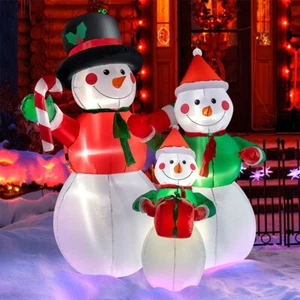 6ft Christmas Inflatable Snowman Family LED Lighted Blowup Lawn Yard Decoration - Picture 1 of 8