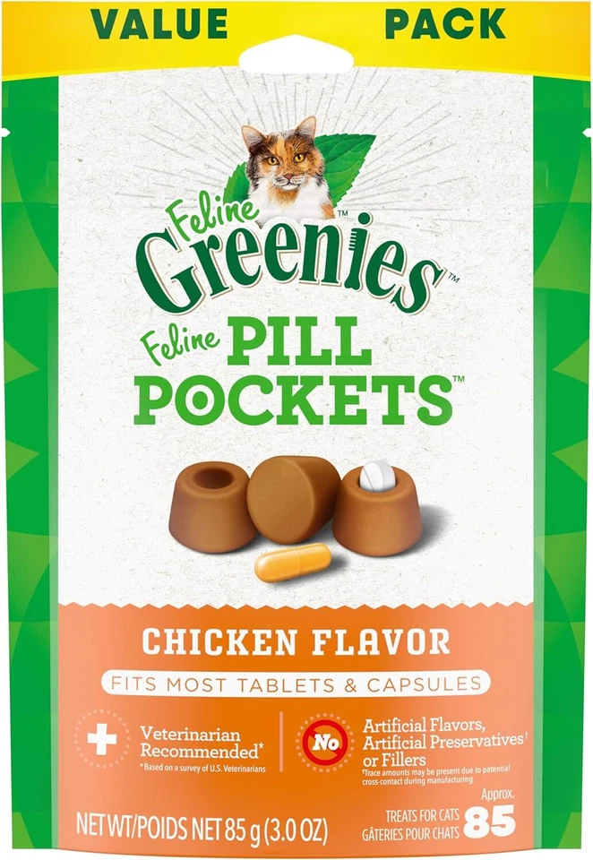 Golosinas suaves naturales Greenies Feline Pill Gats, pollo, 3 oz. Pack 85ct (pack de 2) Foto 1 de 4