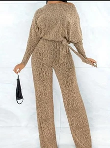 CAMEO USA Vintage Metallic Gold Size L Women's Jumpsuit Size Large - Picture 1 of 14