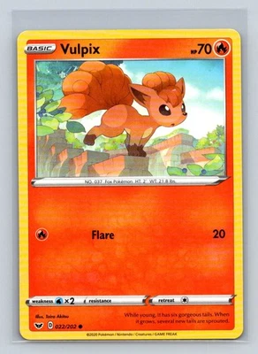 Vulpix #022/202 SWSH01: Sword & Shield Base Set Common - Pokemon Card D20 - Image 1 of 2