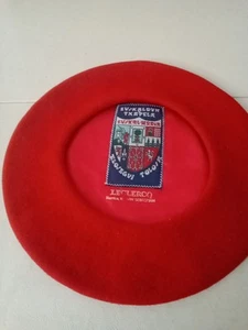 ELOSEGUI TXAPELDEN Berretto Rosso Made In Spain 100% Lana - Foto 1 di 3