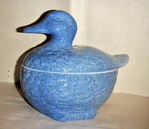 BLAUE WEIDENSTIL ENTE VON CALICO CHINA COMPANY BEDECKT SERVIERSCHALE FEDERN - Bild 1 von 16