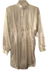 Camisón Erika Taylor satinado franela forrado cuello alto marfil encaje ribete talla S defecto - Imagen 1 de 16