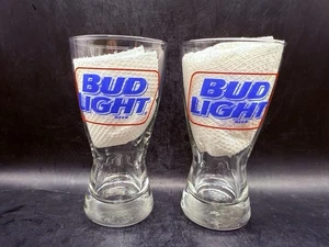 2 Vintage Bud Light Gläser 6" offiziell lizenziert Anheuser Busch Bar - Bild 1 von 7