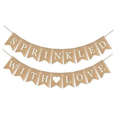 Guirnalda SWYOUN de arpillera rociada con pancarta de amor fiesta de cumpleaños para baby shower  Foto 1 de 4