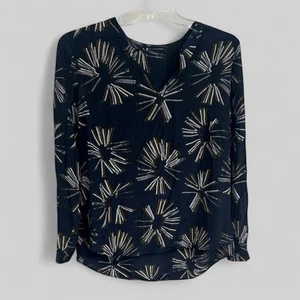 Blusa artística Akris Punto Seda Geo Impresa dinero antiguo comercio esposa academia funky - Imagen 1 de 10