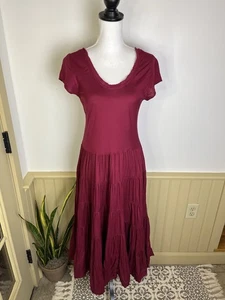 Soft Surroundings NWT Kara Dress Red Maxi PXS Tiered Boho Cottagecore Fall Pics - Picture 1 of 8