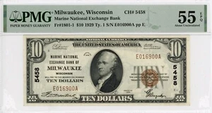 1929 Milwaukee, Wisconsin $10 note Marine Nationl Exchange Bank CH#5458 PMG 55 - Picture 1 of 2
