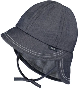 Barts Cap Basecap Bogota Cap Dark Blue Denim Look Neck Protection - Picture 1 of 1