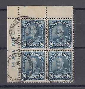 CANADA #171 used plate block UL VF Winnipeg cds - Picture 1 of 2