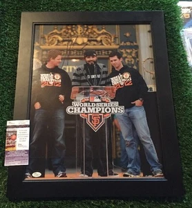 2012 SAN FRANCISCO GIANTS WORLD SERIES CHAMPS POSEY CAIN SIGNED PHOTO 16x20 JSA - Picture 1 of 6