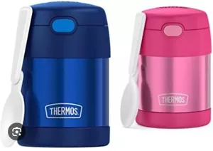 THERMOS FUNTAINER 10 Oz Stainless Steel Vacuum Insulated Food Jar with Spoon NWT - Picture 1 of 2