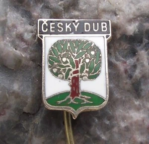 Antique Cesky Dub Czech Town Heraldic Crest Oak Tree Coat of Arms Pin Badge - Picture 1 of 2
