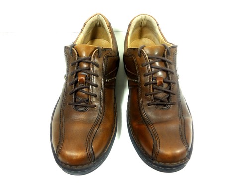 Scarpe sneakers Oxford Clarks marrone pelle brunita punta bicicletta casual 9 M